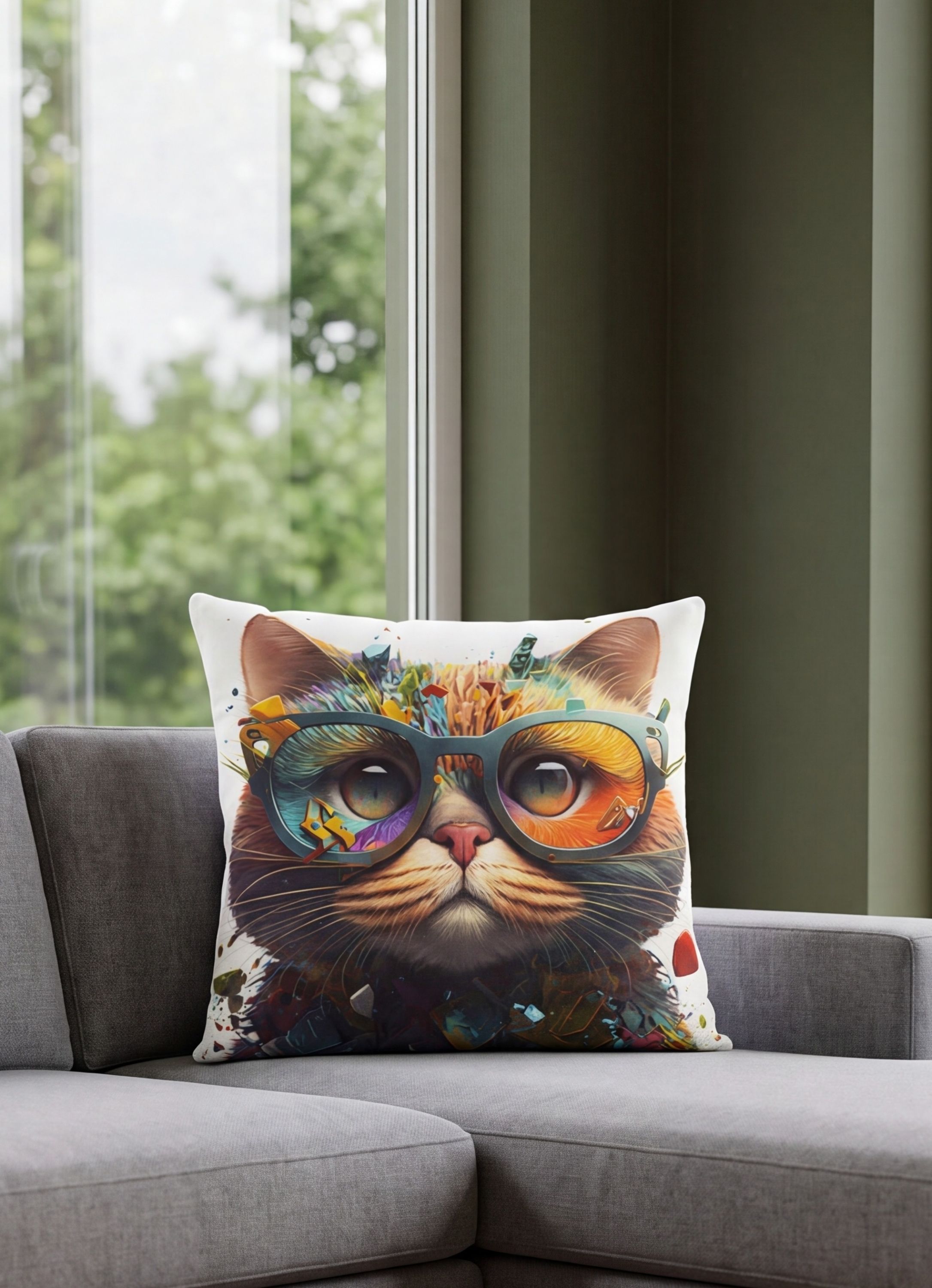 Kissenbezug mit Katzen-Motiv